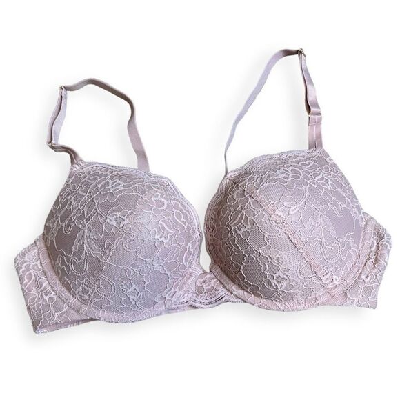 JOYSPUN Women's Nude Floral Lace Wired Padded Push-Up Bra Size 38B - Picture 1 of 3